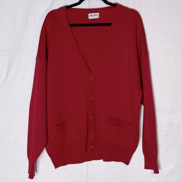 Vintage Moores Red Mr. Rogers Style Dad Grandpa Button Up Cardigan XL - Picture 11 of 11